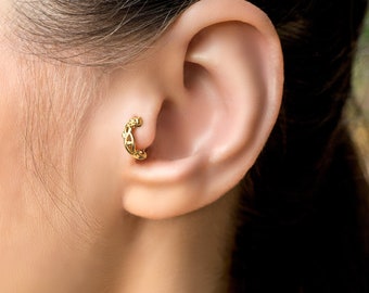 Boho Leaf Helix Hoop, Helix Earring, Unique Cartilage Boho Leaf Helix Hoop, Helix Earring, Unique Cartilage