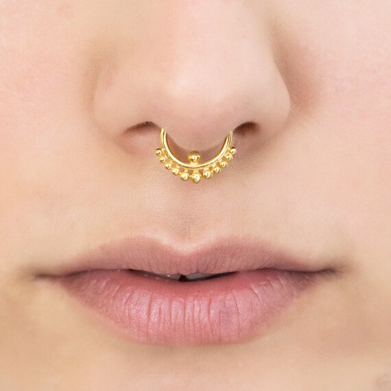 Buy 16g Gold Septum Ring for Pierced Nose. Septum Piercing. Silver