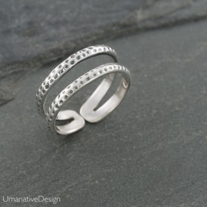Thin Band Toe Ring, Silver Toe Ring, Toe Rings For Women, Adjustable Ring, Sterling Silver Hammered Ring