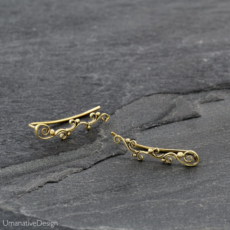 Sterling Silver Ear Climber, Climbing Earring, Silver Ear Crawler, Silver Ear Climber, Ear Crawler Earrings, Sterling Silver 925 Gold plated silver