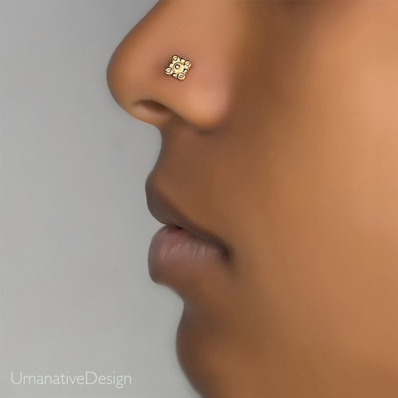 Buy Gold Nose Stud Indian Nose Stud Tiny Nose Stud Flower Nose Stud L Shape Online in India Etsy