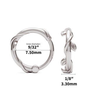 Nose Ring Hoop, Braided Nose Hoop, Nose Piercing, Silver Twist Leaf