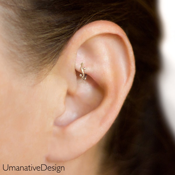 Gold Rook Earring, Daith Earring, Conch Earring,  Tragus Earring, Gold Helix Hoop, Cartilage Earring, Helix Earring, Tiny Cartilage Piercing