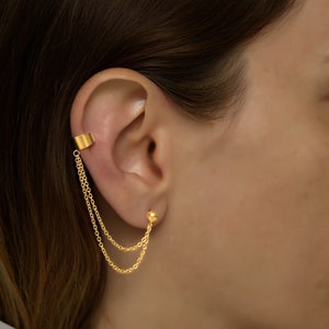 EAR CUFF CHAIN EARRINGS - GOLD – FALA Jewelry