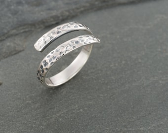 Sterling Silver Toe Ring, Adjustable Toe Ring, Hammered Toe Ring