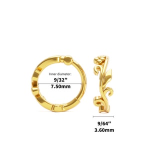 Gold Leaf Helix Hoop, Snug Fit Helix Ring, Cartilage Piercing, Helix Piercing, Bohemian Gold Hoop, Cartilage Earring, Boho Helix Earring image 3
