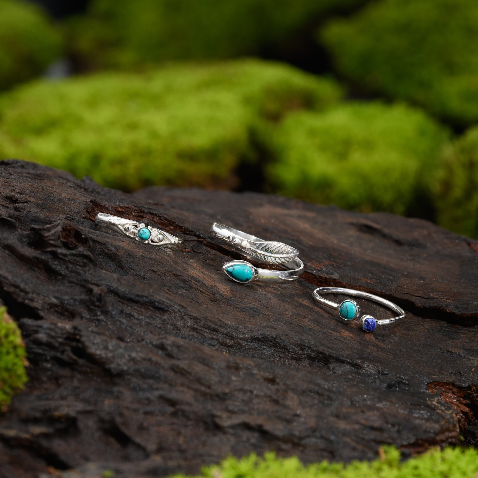 Set of 3 Silver Turquoise Toe Rings Silver Toe Rings Etsy