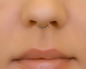 Snug Fit Fake Septum Ring for Non Pierced Nose, Indian Fake Septum Ring, Gold Septum Cuff, Gold Faux Septum Ring, Non Pierced Septum Ring