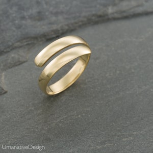 Wrap Stacking Ring, Gold Wrap Ring, Minimalist Wrap Ring, Unique Thumb Ring, Midi Ring, Knuckle Ring, Modern Everyday Ring