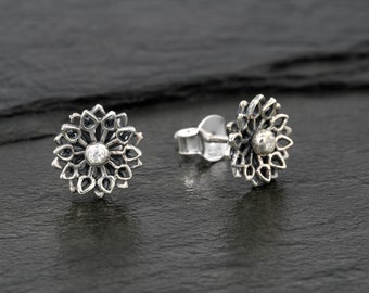 Ohrstecker, Ohrstecker, Lotusblüten Ohrringe, Kleine Silber Ohrringe, Sterling Silber Geometrische Ohrringe