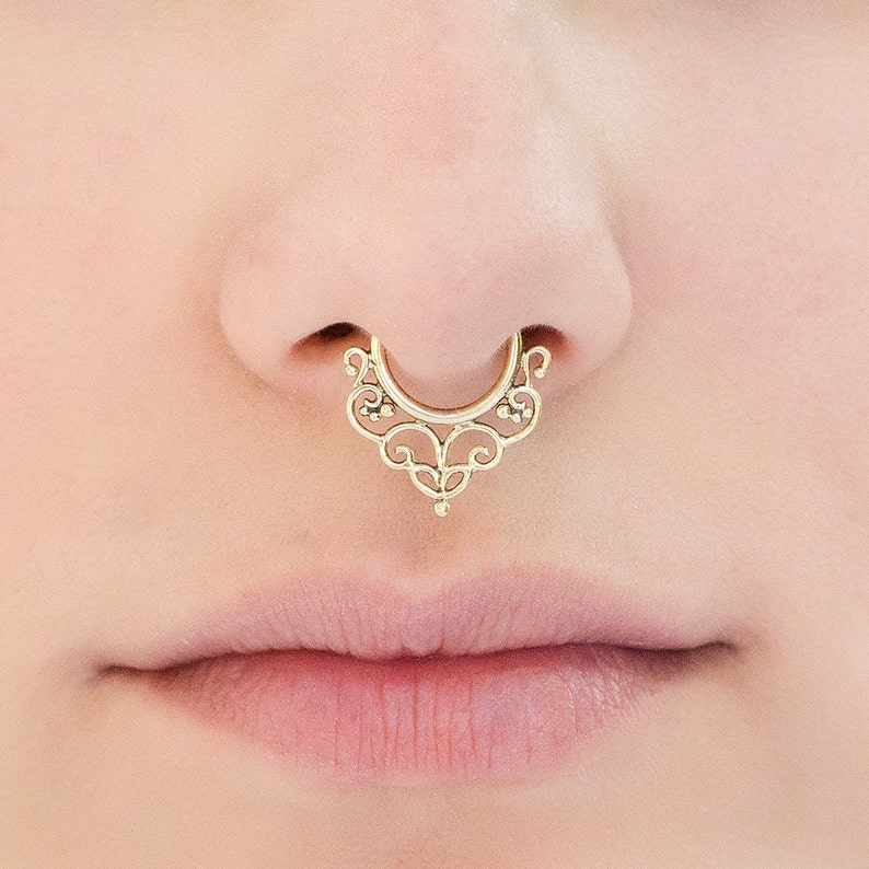 Septum ring, India Septum Ring, Gold Septum image 2