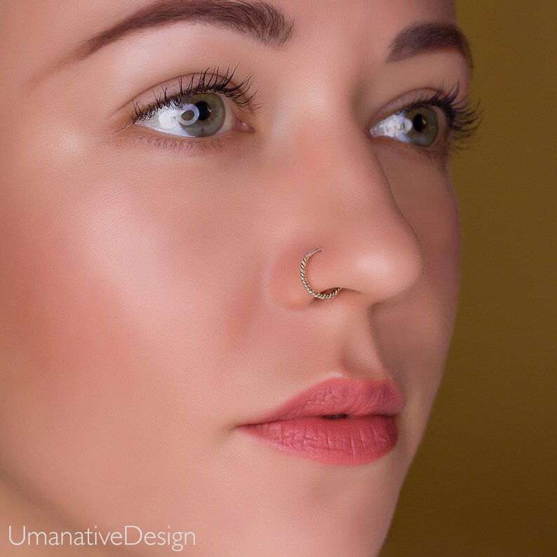 Nose Ring Silver Twisted Wire Nose Ring for Pierced Nose Tow Etsy