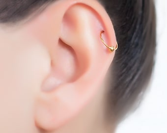 14k Real Gold Cartilage Piercing, Earring, Helix, Tragus Hoop, Daith earrings, Solid Gold Hoop