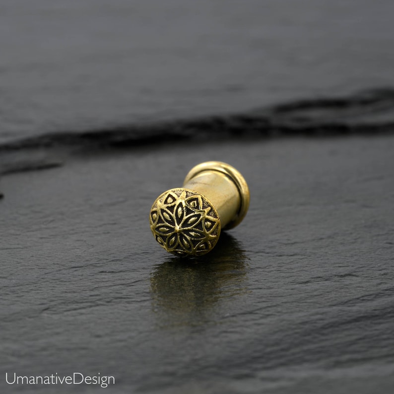 1/2 Plugs 12mm Gauges Flower Gauges Gold Gauges Etsy