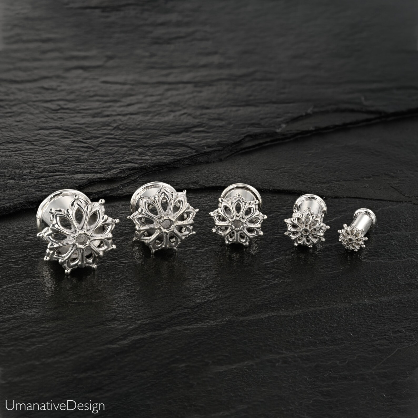 thumbnail image 2 of Green Opal Glitter Tree Of Life Screw Fit Tunnels – Surgical Steel, 316L, Lobal Domination 2 of 2