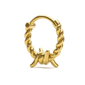 Gold Twist Nose Ring, Rope Nose Hoop, Nose Piercing, Knot Nose Ring Hoop, Nose Jewelry, Braid Nose Hoop, Nose Hoop Clicker, Punk Nose Ring