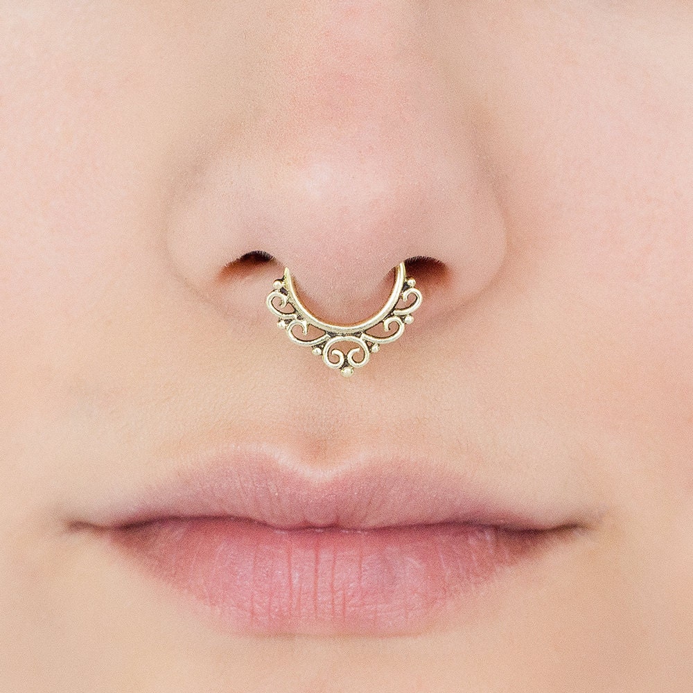 Semptum Rings Gold Septum Ring 16g Indian Septum Ring Gold Septum Jewelry - Etsy