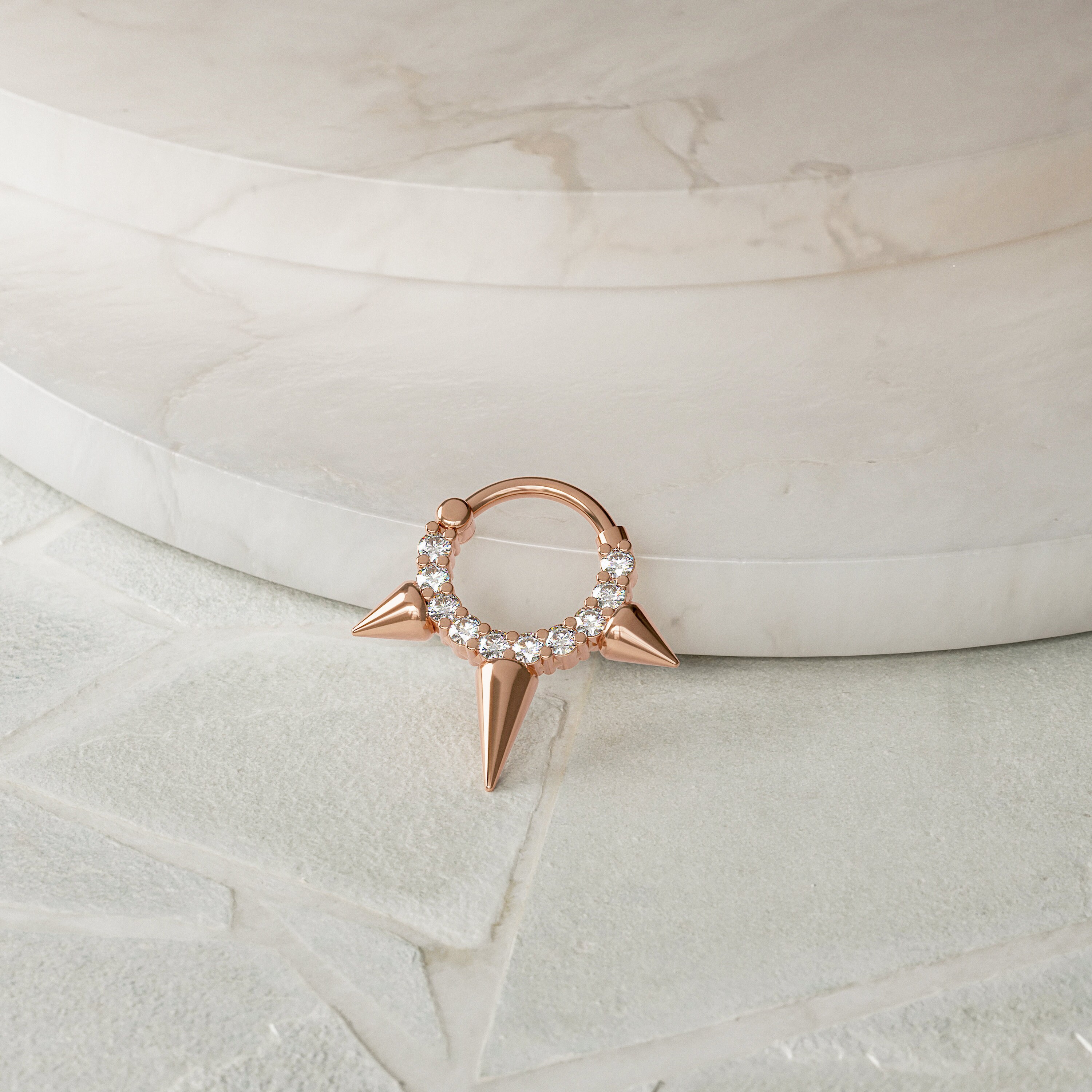 Sterling Silver 14k Gold Plated Clear Quartz Spike Pencil Cut Ring Sterling Silver 14k Gold Plated Clear Quartz Spike Pencil Cut Ring