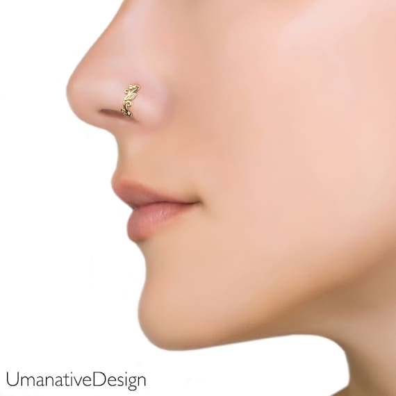 22K Gold Nose Ring - Gold Nose Pin - Gold Nath - Gold nose hoops