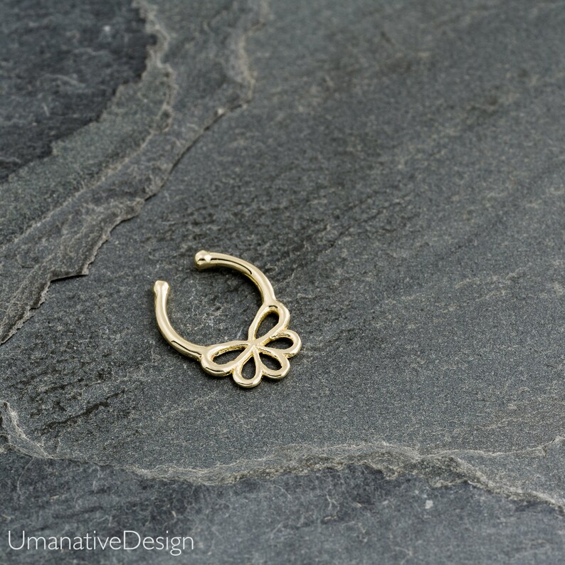 Faux Piercing De Nez Floral - Bijou Septum Fantaisie Acier Chirurgical