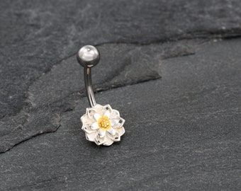 Belly Button Ring, Navel Ring, Belly Button Jewelry, Flower Belly Ring