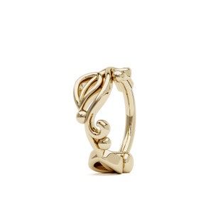Gold Cartilage Earring, Statement Helix Hoop, Leaf Helix Earring, Cartilage Piercing, 14K Solid Gold Helix Hoop, Unique Piercing Jewelry
