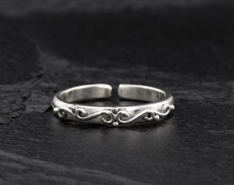 Toe Ring, Thin Band Toe Ring, Silver Toe Ring, Toe Rings For Women, Adjustable Toe Ring, Midi Ring, Sterling Silver Ring