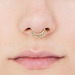 Fake Septum Ring for Non Pierced Nose, Faux Septum Jewelry, Unique Clip On Septum, Indian Style Septum Cuff, Fake Septum No Piercing