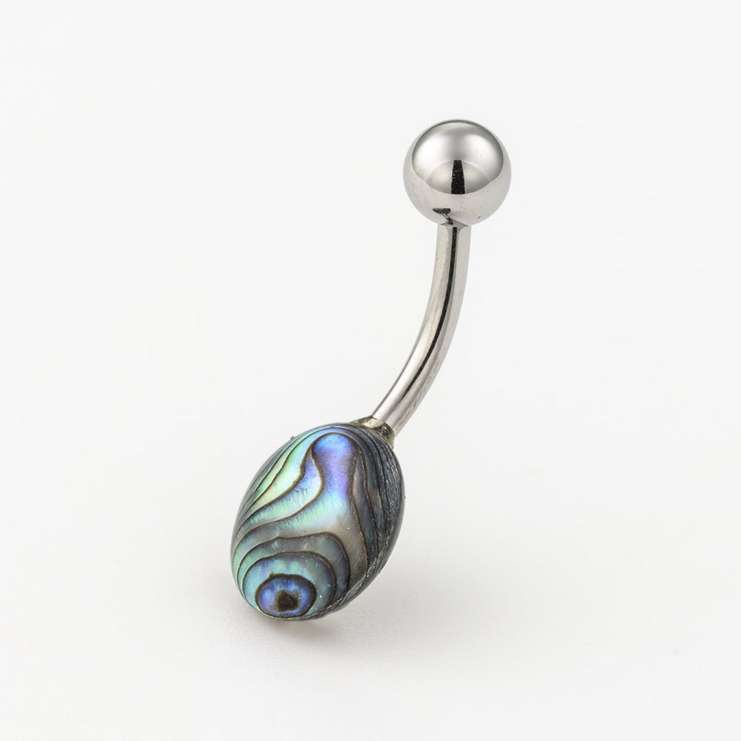 Belly Shell Abalone Shell Belly Bar, Abalone Shell, Tribal Belly Ring, Barbell ...
