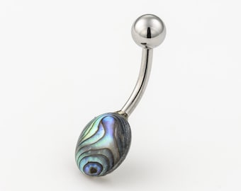 Abalone Shell Belly Bar, Abalone Shell, Tribal Belly Ring, Barbell Belly, Belly Piercing jewellery