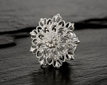 Lotus Flower Ear Gauges, 1/2" Gauges, Flower Gauges, 12mm Gauges Plugs, Tunnels, Plugs and Tunnels, Ear plugs, Sterling Silver Tunnels
