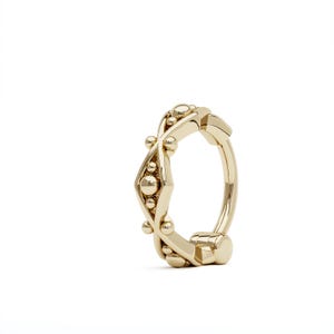 14K Gold Nose Ring, Small Nose Ring Hoop, Geometric Nose Hoop, Gold Nose Piercing Jewelry