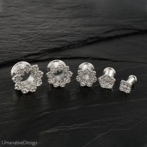 Sterling Silver Tunnels, Ear Gauges, Ear Tunnels, Plugs And Tunnels, Ear plugs, Flower Mandala Gauges, Gauges Plugs, Ear Gauges and Plugs