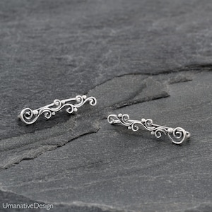 Ear Climber, Climbing Earring, Silver Ear Crawler, Silver Ear Climber, Ear Crawler Earrings, Sterling Silver