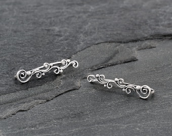 Ear Climber, Climbing Earring, Silver Ear Crawler, Silver Ear Climber, Ear Crawler Earrings, Sterling Silver