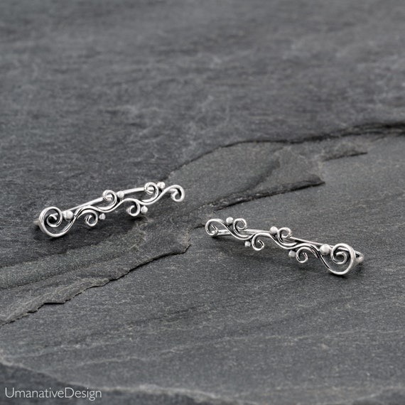 Ear Climber, Climbing Earring, Silver Ear Crawler, Silver Ear Climber, Ear Crawler Earrings, Sterling Silver