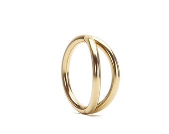 Double Illusion Stacked Septum Ring 14K Gold