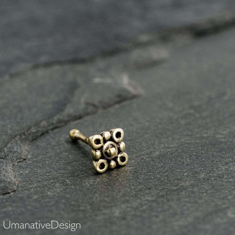 Brass Flower Nose Stud. Nose Ring. Nose Piercing. Nose Etsy