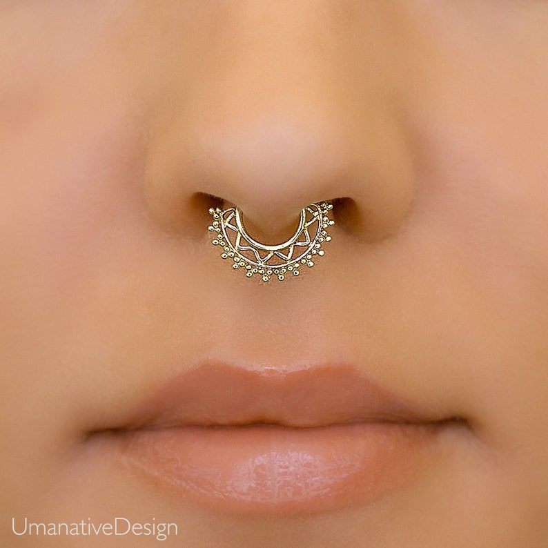 Tiny Gold Septum Ring For Pierced Nose Septum Piercing 18 Etsy