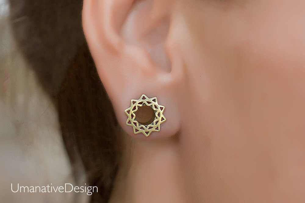 Brass Lotus Ear Tunnel 8mm0g. Lotus Ear Tunnel. Tribal Ear Etsy