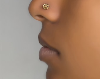 Flower Nose Stud, Indian Nose Stud, Tiny Nose Stud, Nose Stud Gold, L Shape