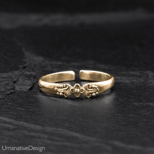 Gold Toe Ring, Adjustable Toe Ring, Flower Toe Ring, Boho Toe Ring, Minimalist Toe Ring, Thin Band Toe Ring, Toe Ring For Women image 2