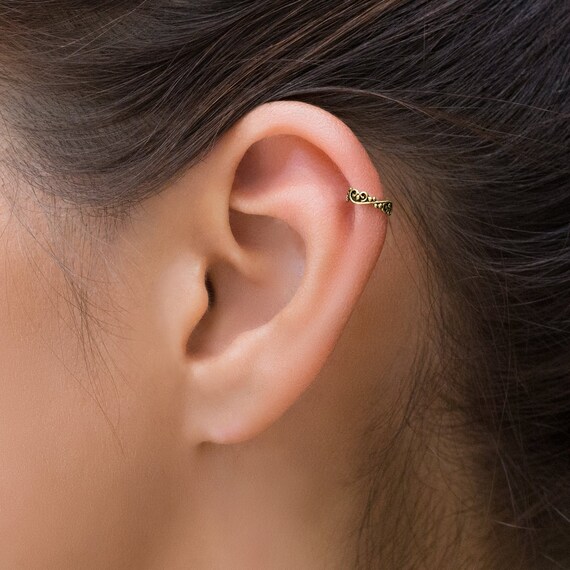 Gold Helix Earring Daith Piercing Tragus Piercing Cartilage Jewelry Etsy Ireland