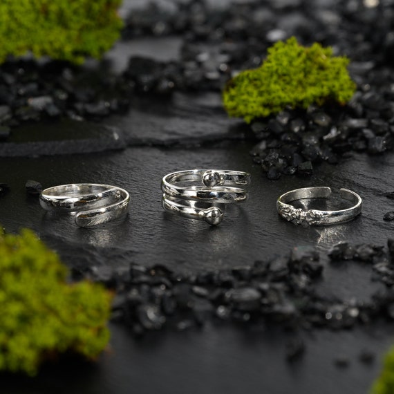COYSEIO☆大人気♪SILVER TOE RING SET Silver Toe Rings Set, Set of 3 Toe Rings, Adjustable Toe