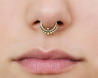 Beautiful Fake Indian Septum Ring for Non Pierced Nose, Faux Septum Piercing, Fake Septum Jewelry No Piercing is Needed