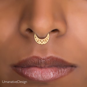 Beautiful Fake Septum Ring, Gold Fake Piercing, Faux Septum Ring, Septum Jewlery No Piercing Needed