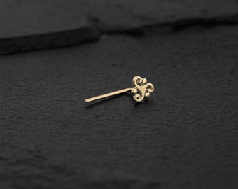 Tiny Nose Stud, Indian Nose Stud, Gold Nose Stud, Flower Nose Stud, L Shape