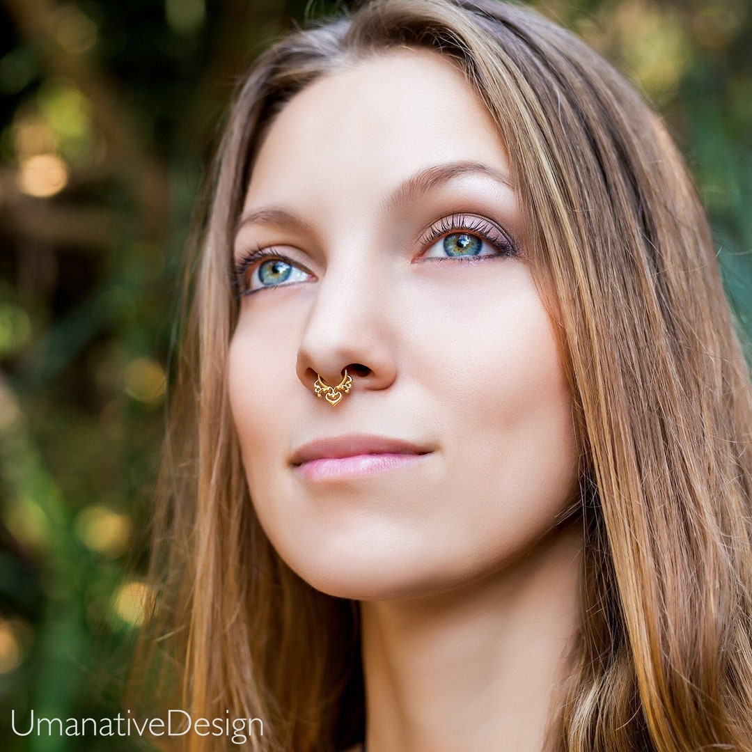 Fake Septum Ring, Faux Septum Ring, Gold Septum Ring, Indian Septum
