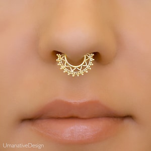 Tribal Septum Ring For Pierced Nose. Septum Piercing. Gold septum ring. Tribal Septum Ring. Tribal Septum. Gold Septum. Septum Jewelry
