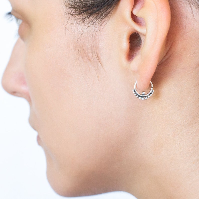 Tribal Earring, Helix Earring, Tragus Piercing, Cartilage Earring, Tragus Earring, Tribal Earrings. Tiny Hoops, , Tiny Earrings image 2